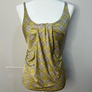 New York & Company Yellow and Gray Plaid Camisole